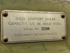 1/4" x 10' Cincinnati #2H10-Century, hydraulic power shear, 10' 6" blade, 11 hydraulic holddowns, 36" front - Image 2