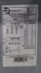 45 KVA 480 Primary, 208Y/120 Secondary, Hammond, Dry Type Transformer, 3 Phase, 60 Hz - Image 4