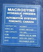50 Ton, Macrodyne #MPZ-50, 4-Post Hydraulic Press, 20" stroke, 36" daylight, 2008 - Image 9