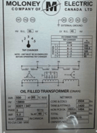 500 KVA 13800 Primary, 600Y/347 Secondary, Moloney, oil filled transformer - Image 3