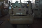 100 psi, Leroi #W30SST, horizontal rotary screw air compressor w/storage tank, 30 HP, 230-460 V. - Image 1