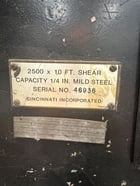 1/4" x 10' Cincinnati #2500X10, Hydraulic power squaring shear, 25 HP - Image 8