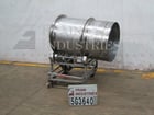 Stainless Steel portable flo-thru tumbler, 32" diameter x 52" long, 28" diameter feed opening, mounted on - Image 1