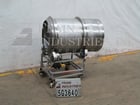 Stainless Steel portable flo-thru tumbler, 32" diameter x 52" long, 28" diameter feed opening, mounted on - Image 5