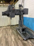 4' -9" Carlton #0A, radial arm drill, 53" x 31" base area, power elevation, coolant, box table, 5 HP - Image 7