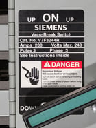 200 Amp, Siemens V7F3244R, Vacu-Break Panelboard Disconnect Switch, 240 Volts, 3P, 3Ph, 25HP - Image 2