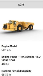 Caterpillar AD30, Underground Mining Truck, 401 HP Cat C15 diesel engine, 33-ton payload, 108-gallon fuel tank - Image 2
