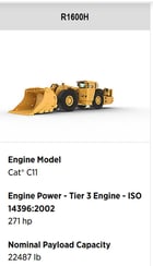 Caterpillar R1600H, Underground Mining Loader, 271 HP Cat C11 diesel engine, 12-ton payload, 5.5-7.7 yd - Image 2