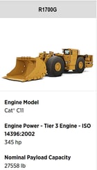 Caterpillar R1700G, Underground Mining Loader, 353 HP Cat C11 diesel engine, 15-ton payload, 6-11.5 yd bucket - Image 2