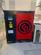 35 HP Chicago Pneumatic Compressor #CPBG-35, 360 cfm, 240 gallon Steel Fab A10053 vertical air receiver tank - Image 1
