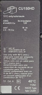 150 Amp, Square D #HDL36150C, Bolt On Circuit Breaker, 3P, 600 VAC, AS IS - Image 5