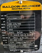 15 HP 3450 RPM Baldor, Frame 254TC, TEFC, Ball, 1.15 service factor, 230/460 Volts - Image 1