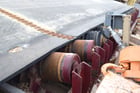 5' wide x 28' +- long belt conveyor, 3/4" thick, rubber impact idlers, Falk gearbox reducer - Image 6