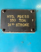150 Ton, Wheatley #150, Industrial H-frame hydraulic shop press, 14" stroke, 36-1/2" BH, 15 HP - Image 6