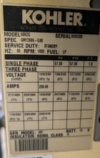 60 KW Kohler #60RZG, LP Nat Gas Generator, 1 & 3PH, NEMA H, 5.7L (3 available) - Image 4