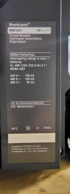 3000 Amps, Square D, Masterpact NW30H, WL3HHX44A9SCBBXXEA, 600 Volts, 3 Pole, Micrologic 6.0A LSIG, New - Image 6