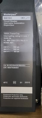 1600 Amps, Square D, Masterpact NW16H, WL3EEV64A3SCBBXXEA, 600V., 3 Pole, Micrologic 6.0P LSIG, New - Image 5