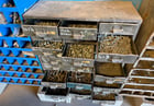 Industrial Bolt Bin & Parts Storage System, (3) steel bolt bin racks, (3) buckets of assorted - Image 3