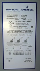 15 KVA 480 Primary, 208Y/120 Secondary, Emerson #HT1F15AS, 3 Phase, new (5 available) - Image 2