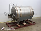 1500 gallon Cherry Burrell #CH, 304 Stainless Steel horizontal tank, 66" diameter x 100" straight wall, dish - Image 1
