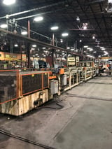 Image for 10 Stand, Bradbury Duplex complete rollform line, 20000 lb., 20"-24" ID, 72" OD, L to R, 150 FPM, entry L type coil car, uncoiler with hold down roll, entry pinch rolls, 5 roll straightener, downlayer, exit conveyor