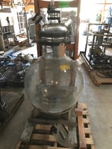 Image for 30 gallon Round Bottom Glass Flask, Duran, 120 liter 120000 ML, 2' diameter, (2) 2" connections, 2" bottom outlet, dome top