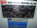 Image for 200 Ton, 8.5 oz., Nissei #NEX4000, electric injection molding machine, 20.9" x 20.9" tie bar, 30.3" x30.3" planten, 17.7" clamp stroke, 37.8" daylight, 2005
