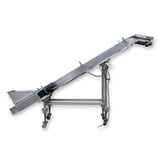 Image for 12" wide x 11' 6" long, Stainless Steel portable incline troughbed belt conveyor, removable loading hopper, #18382