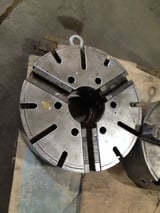 Image for 21" Gisholt, 3-jaw steel chuck, serrated jaws, A1-11 back, 6-1/4" thru hole, 7-1/2" chuck body