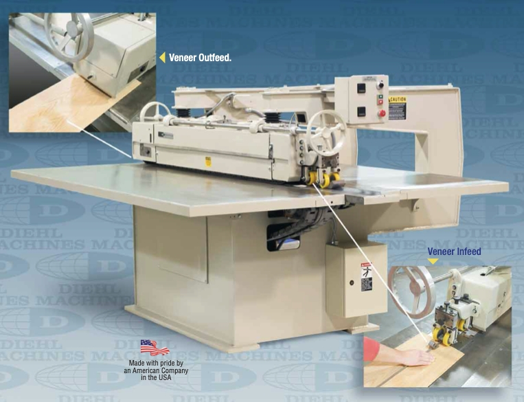 Diehl #VS81, Veneer Splicer, 68" splicing zone, 3/16" max thickness, 1-1/2 HP feed, 15-105 FPM, 42" table