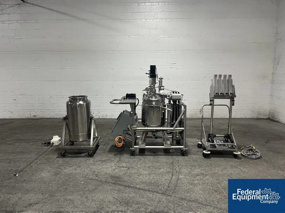 13.21 gallon Pope Scientific, Bioreactor, 316L Stainless Steel, 50 liter, 100/100 psi, 16" diameter x 18"