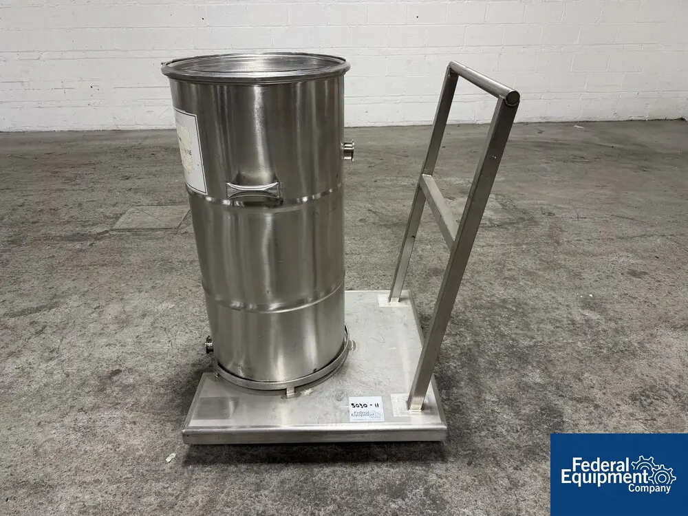 39 gallon Stainless Steel Drum, 18" diameter x 36" deep, on Stainless Steel cart (2 available)