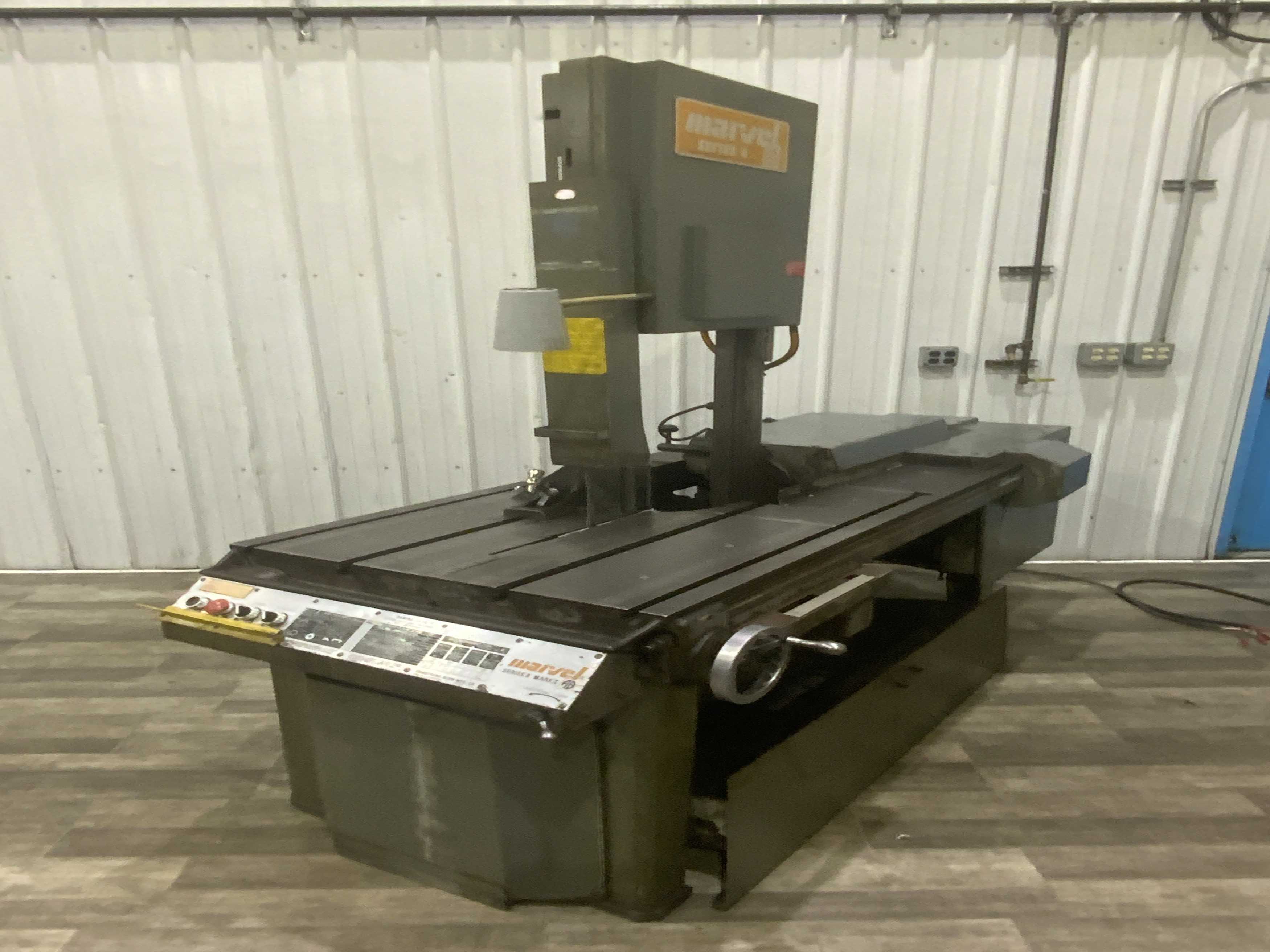 18" x 20" Marvel #Series-8-Mark-I, vertical tilt frame band saw, 1" blade, coolant with side pans, 2 HP, 1987