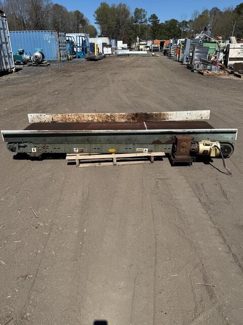 36" wide x 113" long Rough Top Belt Conveyor, 1 HP Baldor motor, 1760 RPM, gearbox