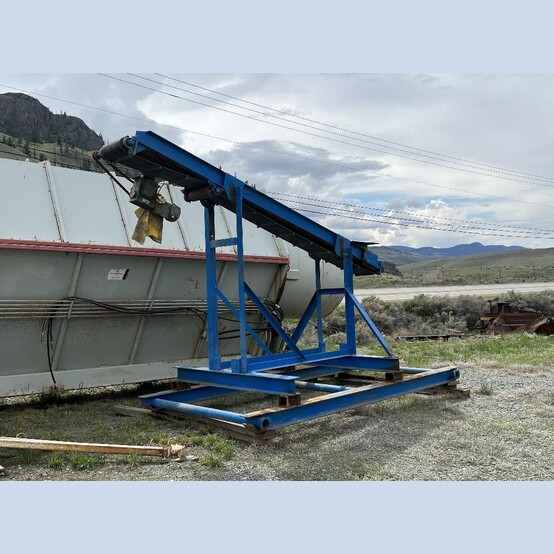 12" wide x 15' long, Inclined Conveyor, chain driven, 58" feed height, 96" discharge height, 18" x 23" infeed