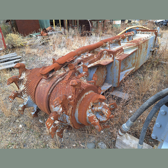 twin drum rotary mixer/cutter head, CAT coupler quick attach, 26" width x 38" L x 22.5" D drum