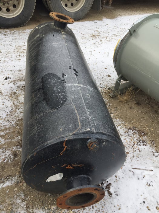 6" muffler, side in, end out, 26" wide x 6.5' long