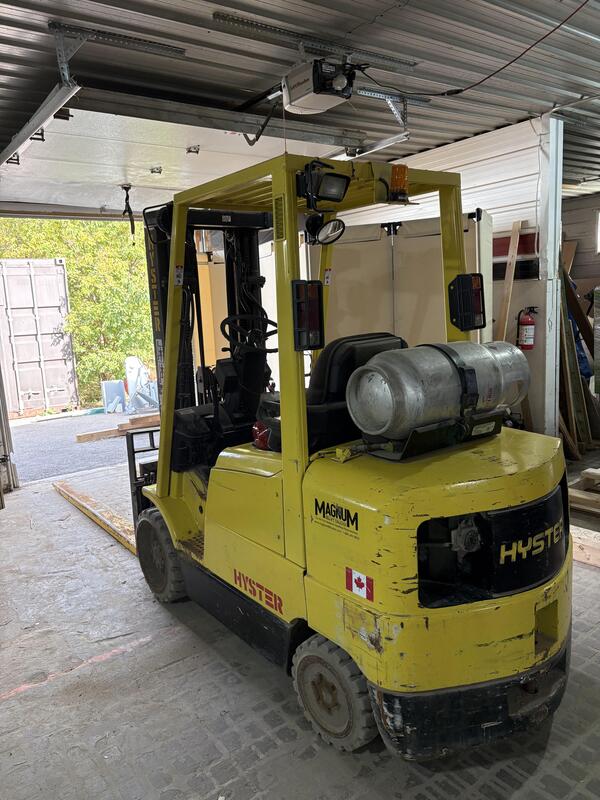 6,400 lb. Hyster #S60XM, Propane/LPG Forklift, 182" lift height, solid cushion tires, 7' fork extensions