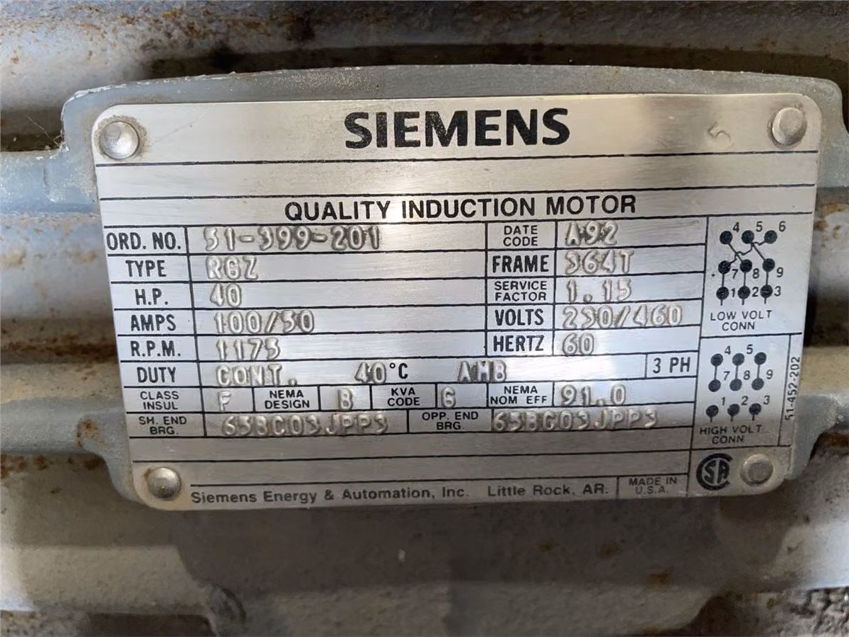 3500 GPM, Goulds #3196, centrifugal pump, 40 HP, 110' max head, 8" discharge, 10" suction, 15" impeller, w/