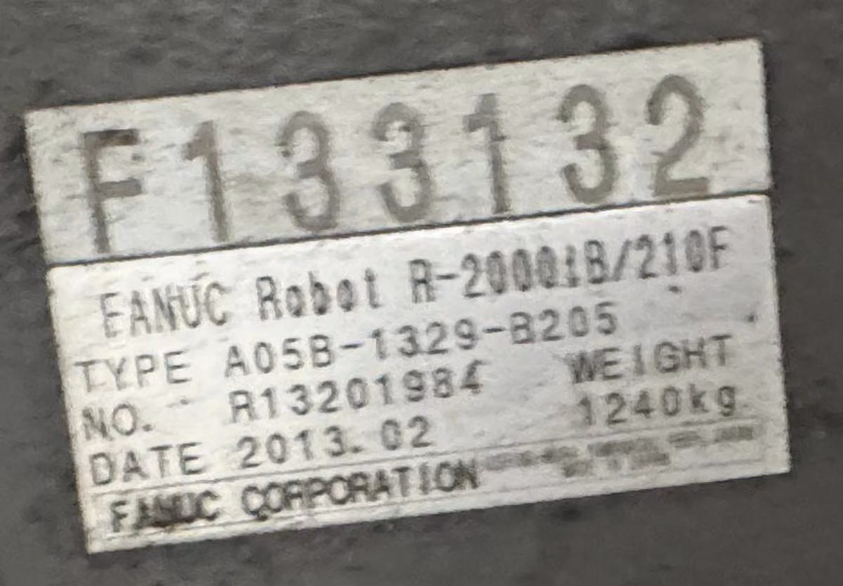Fanuc R-2000IB/210F, 6-Axis articulated robot, 210 kg payload, 2655mm reach, R-30iA control, 2013