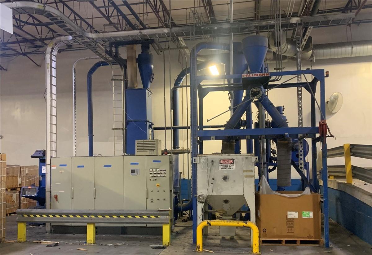Pallmann #PFV200, granulator agglomerator system, PSP 400x500 knife mill, PSHG 300x500 hot melt granulator