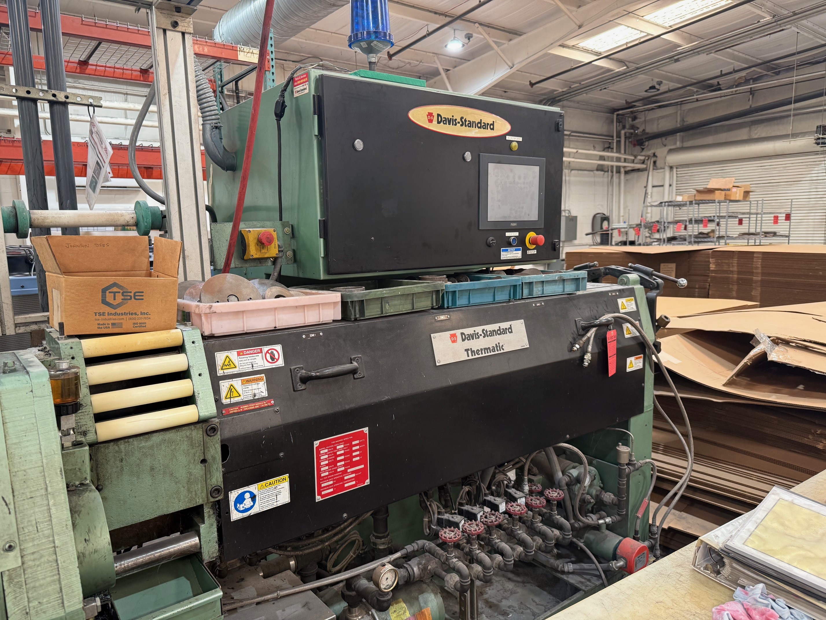 3.5" Davis Standard #35IN35DSRE, rubber extruder, 20:1 L/D, 257 HP, 17.39:1 gearbox, 408,300 lb. dynamic