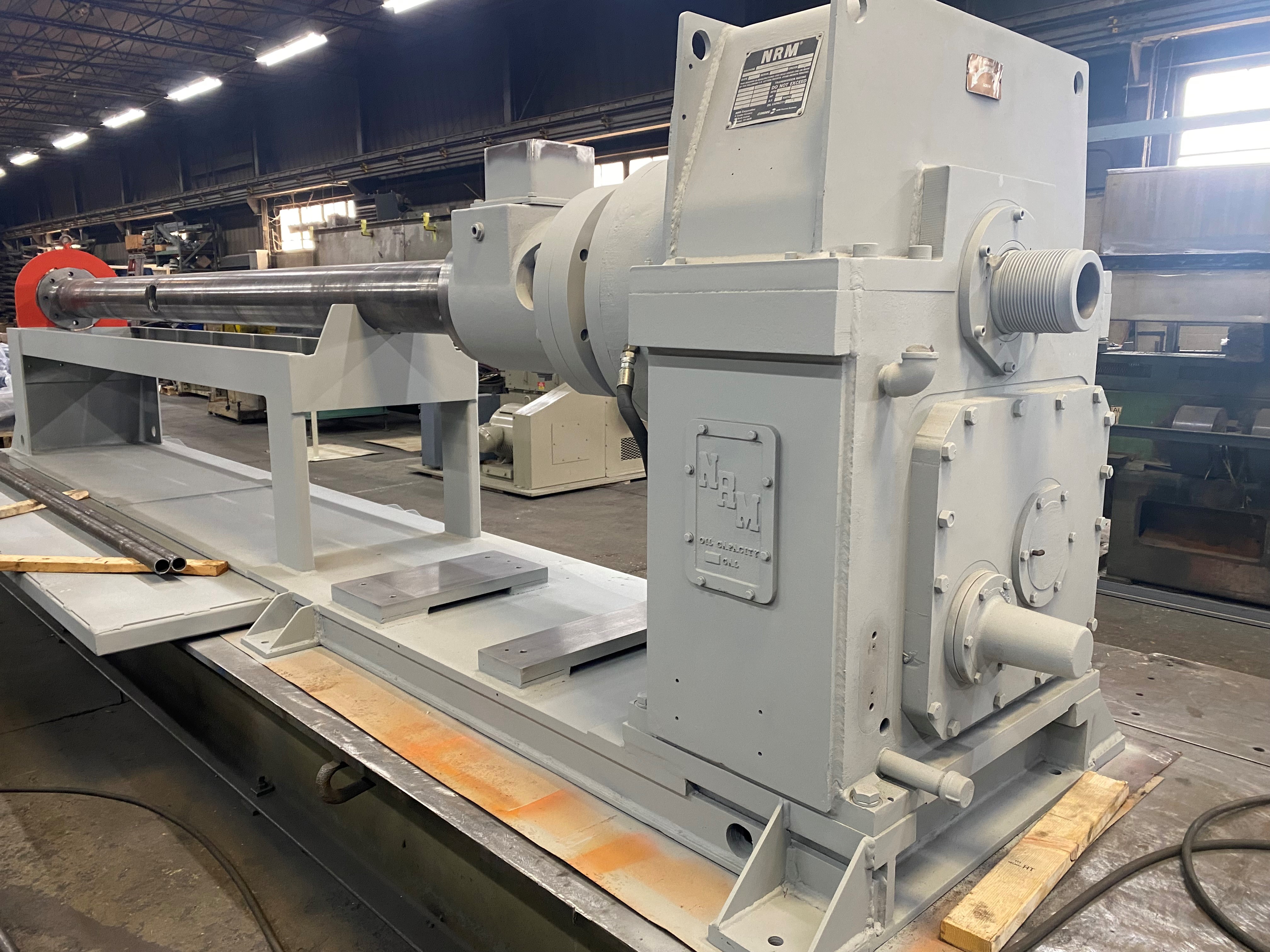 6" NRM, extruder, 30:1 L/D, vented, air cooled, 8 zone barrel, 400 HP Baldor Reliance AC, new WEG drive, 12