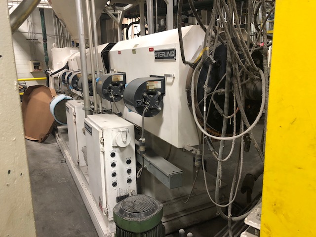 6" Sterling, extruder, 30:1 L/D, vented, air cooled, 400 HP DC, gearbox rebuilt 2011, new screw