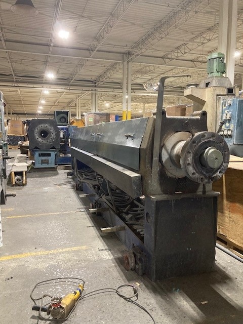 10"/6.5" Davis Standard, dual diameter vented pelletizing line, 35:1 L/D, 500 HP Reliance DC, Beringer screen