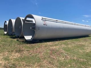 7,010 cu. ft. Plastic Pellet Silos, 12' diameter x 72' H, 40 PCF, funnel flow, 2017 (7 available)