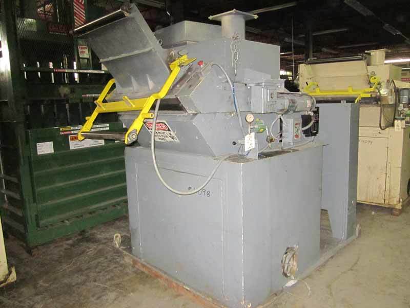 14" x 36" Nelmor #G1436MB, plastic granulator, 75 HP, 3 knife solid rotor, knurled feed rolls, 8" airveyor