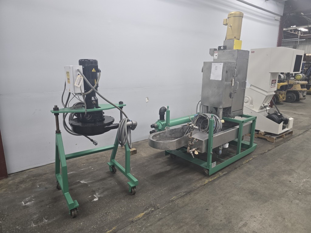 Nordson Xaloy #WRP-35, water ring pelletizer, 3 HP cutting head, 120 hole 3 row die, heat exchanger, 7.5 HP