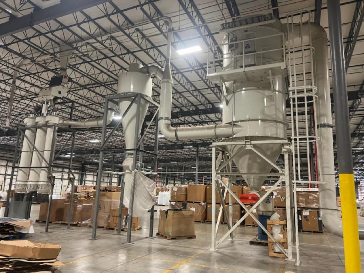 KICE, air classification system, velocity separator, venturi-jet filter, airlocks, 3,000-4,000 lb/hr, 150