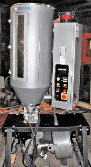 Novatec #ND-50, compressed air membrane dryer, 50 lb/hr, 150 lb. Stainless Steel hopper, 460 V., 2008